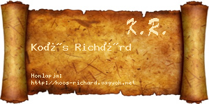 Koós Richárd névjegykártya