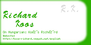 richard koos business card